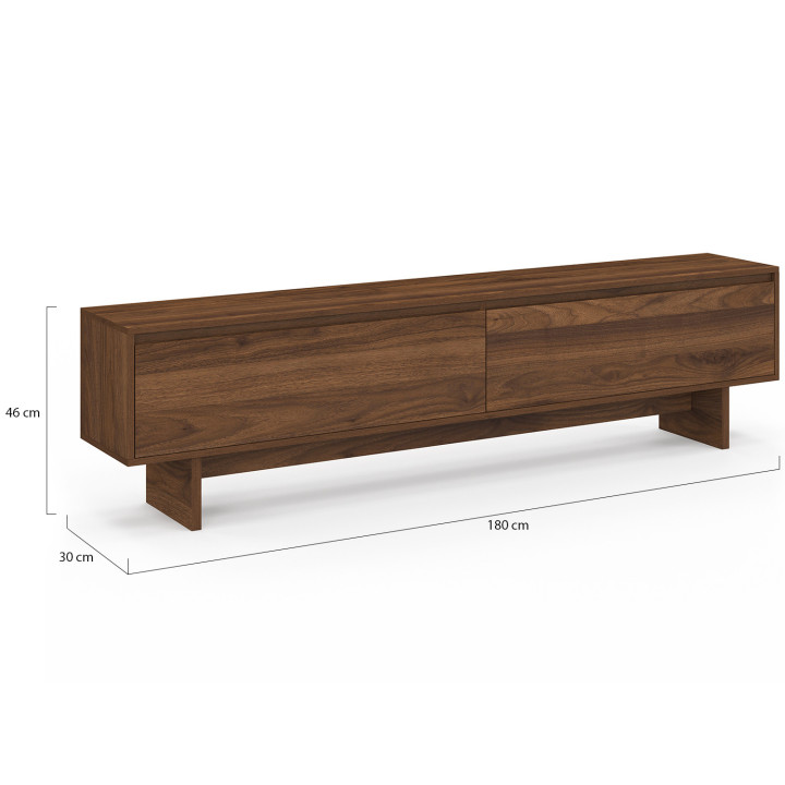 Porta TV 180 cm a 2 ante effetto noce - YURI | IdMarket