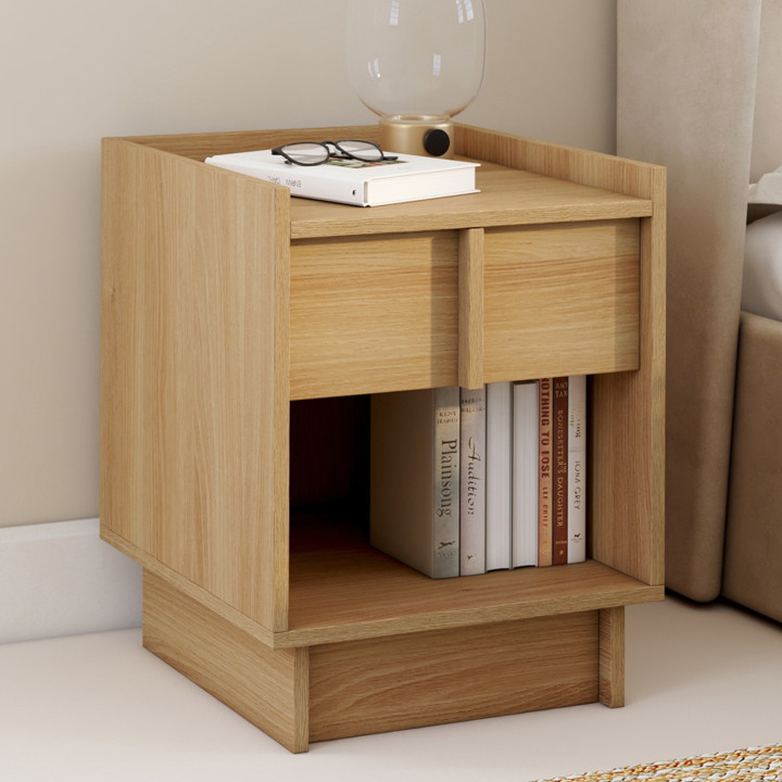 Set di 2 comodini con 1 cassetto e 1 nicchia dal design minimalista in legno di faggio - ROSIE | IdMarket