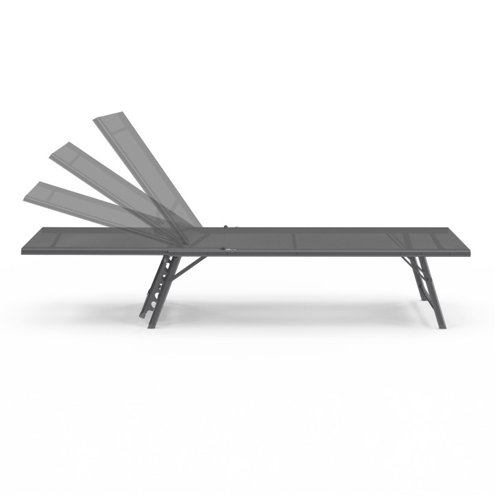 Set di 2 lettini da giardino in acciaio grigio antracite con tela grigia - KAILUA | ID Market