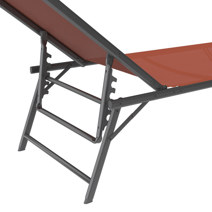 Set di 2 sedie a sdraio in acciaio grigio antracite con tessuto in terracotta - KAILUA | ID Market