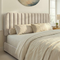 Testiera sospesa 160 cm in velluto beige - ALBA | IDMarket