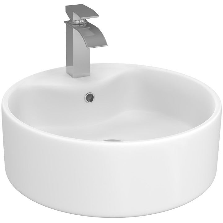 Lavabo rotondo in ceramica bianca L. 41 x L. 41 x H. 15,5 cm