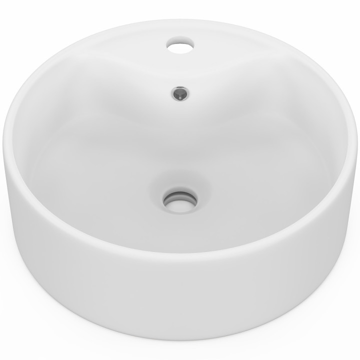 Lavabo rotondo in ceramica bianca L. 41 x L. 41 x H. 15,5 cm