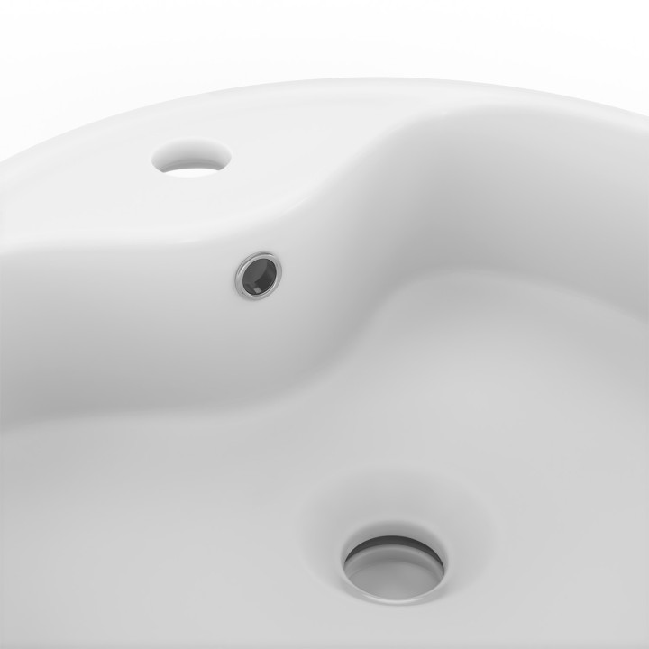 Lavabo rotondo in ceramica bianca L. 41 x L. 41 x H. 15,5 cm