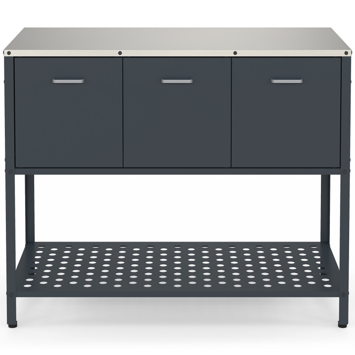 Cucina da esterno a 3 ante con 1 ripiano in acciaio grigio antracite - PAREO | IdMarket
