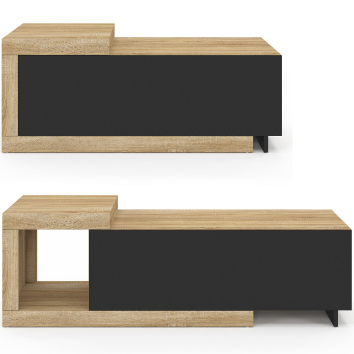 Tavolino rettangolare allungabile 100-130 cm 1 anta legno e nero