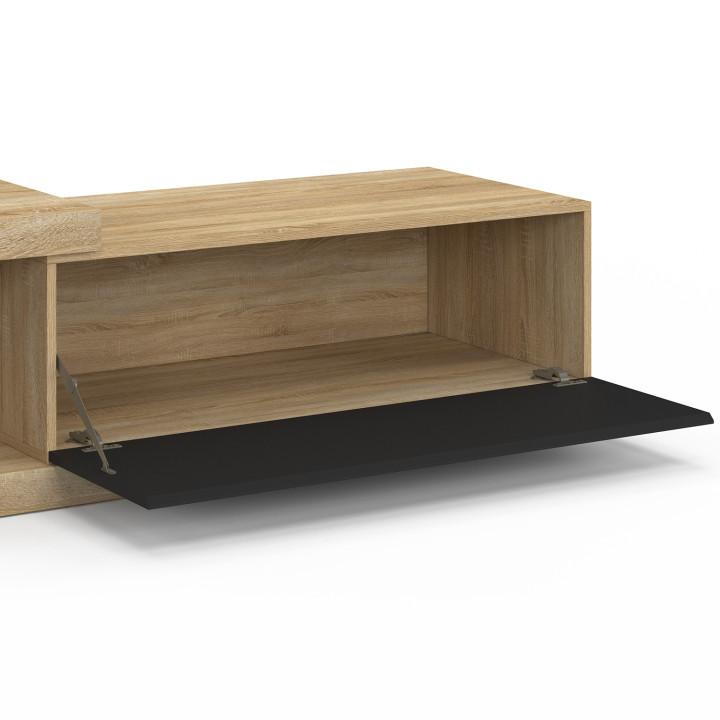 Tavolino rettangolare allungabile 100-130 cm 1 anta legno e nero