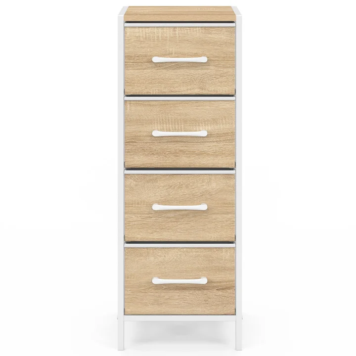 Mobile a 4 cassetti UTAH 30 cm chiffonnier, mobile contenitore dal design industriale in legno e bianco