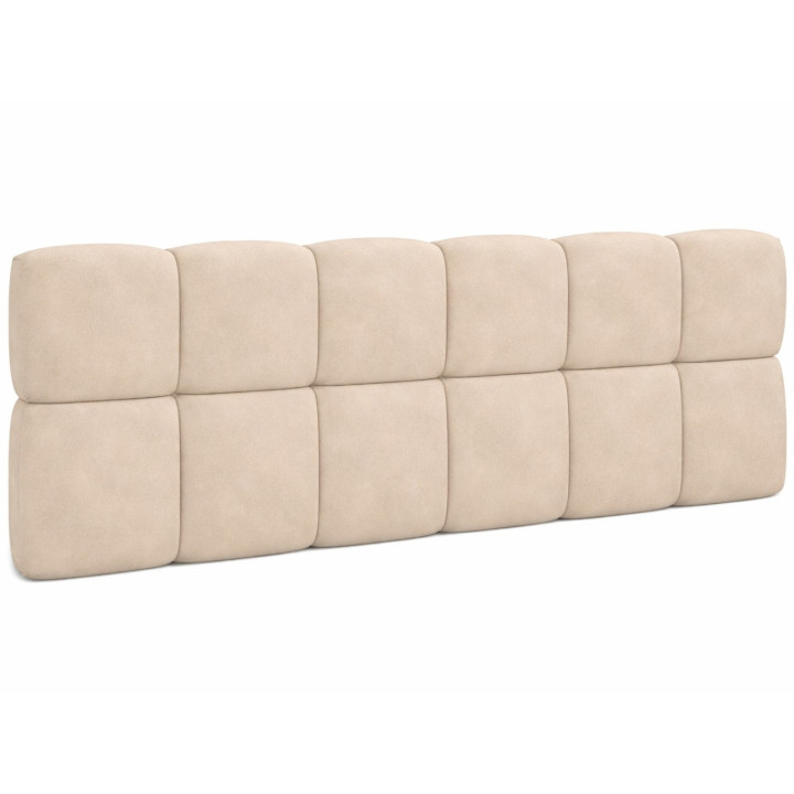 Testiera sospesa in velluto beige trapuntata 160 cm - NUAGE | IdMarket