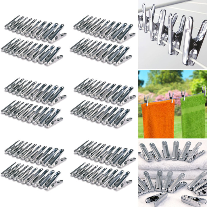 120 mollette per abiti in acciaio inox, infrangibili, antiruggine | IdMarket