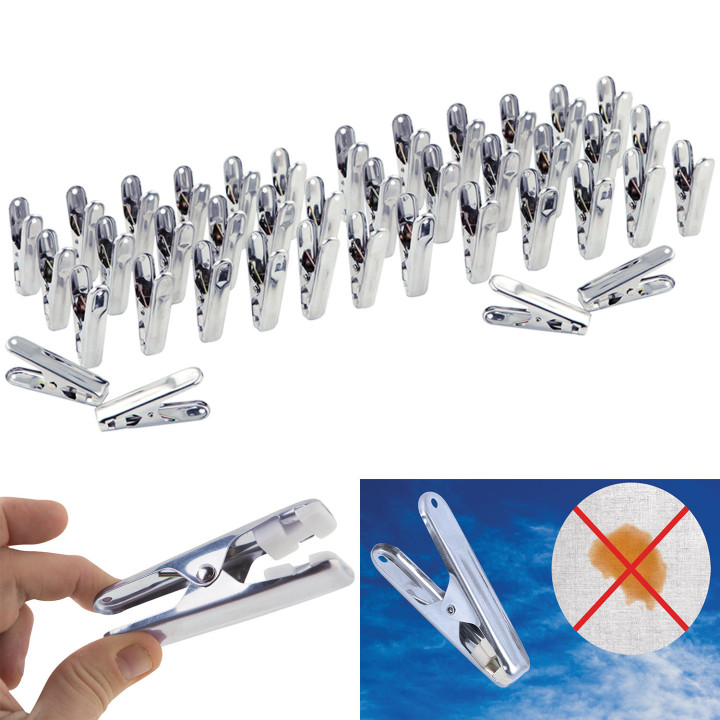 120 mollette per abiti in acciaio inox, infrangibili, antiruggine | IdMarket