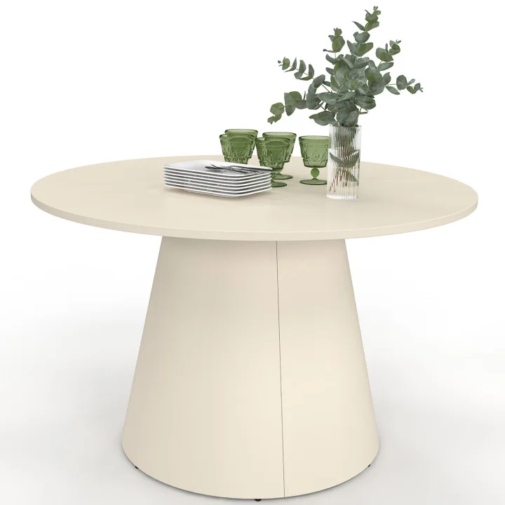 Tavolo da giardino rotondo per 6 persone AMELIA 120 CM con gamba centrale in metallo beige