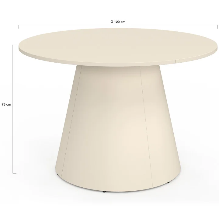 Tavolo da giardino rotondo per 6 persone AMELIA 120 CM con gamba centrale in metallo beige