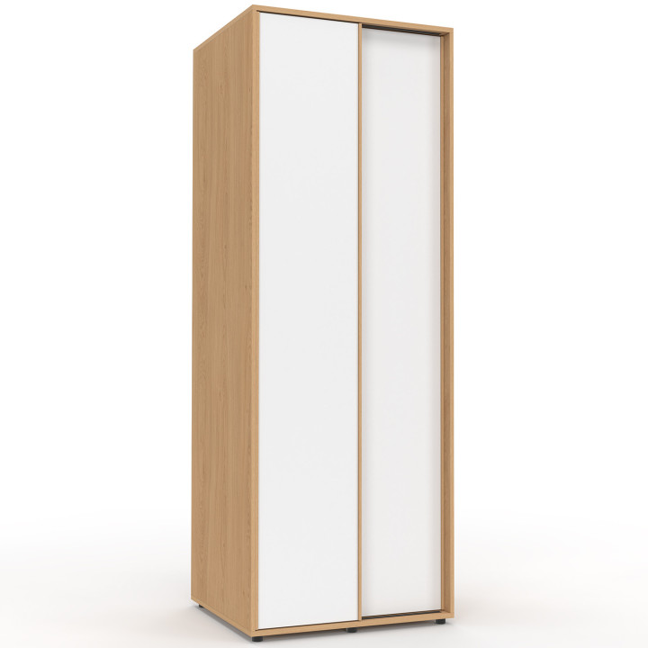 Armadio scorrevole a 2 ante SLIDEA legno e bianco 60 cm con ripiano