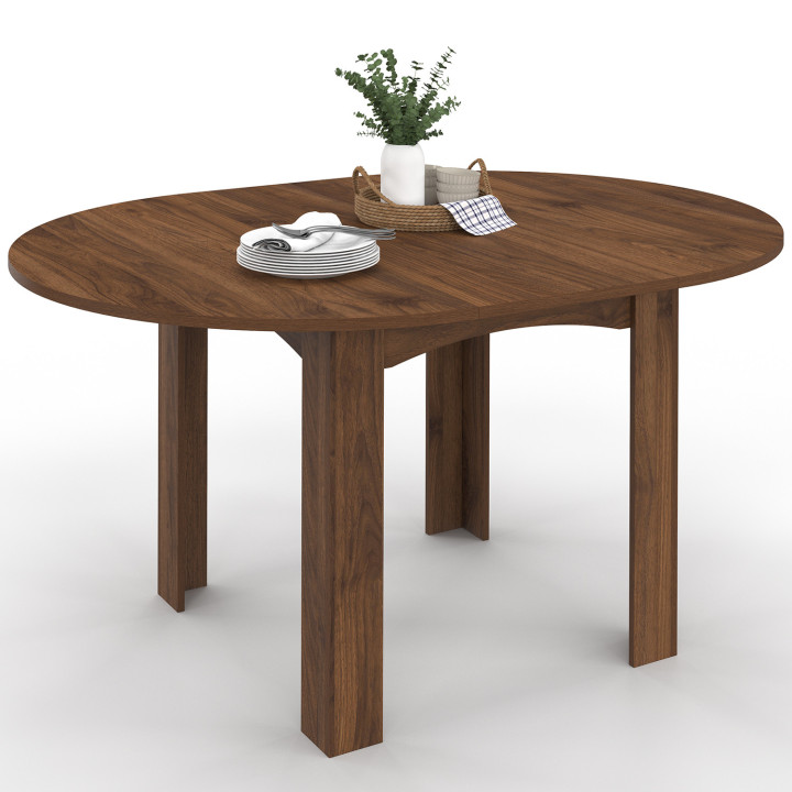 Tavolo da pranzo rotondo allungabile 4-8 persone in noce 110-150 cm
