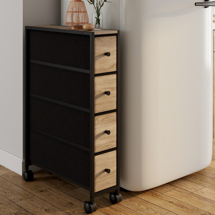 Torre portaoggetti a 4 cassetti su rotelle dal design industriale - UTAH | IdMarket