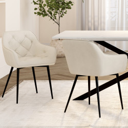 Set di sedie da pranzo e poltroncine da tavolo beige - LYA | IDMarket