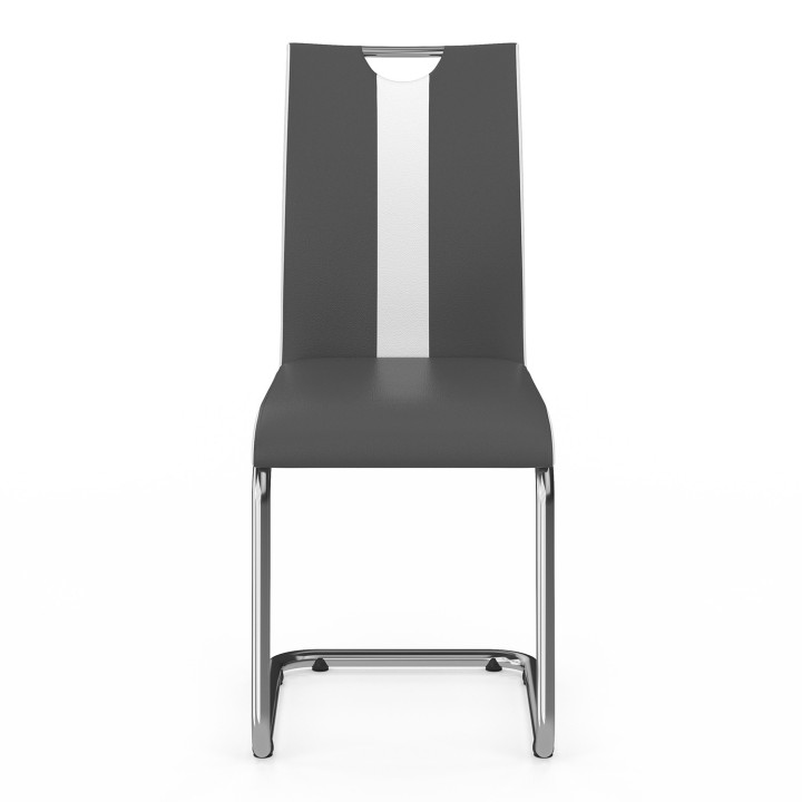 Set di 4 sedie grigie e bianche con gambe in metallo cromato - PIA | ID Market