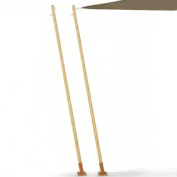 Set di 2 pali di fissaggio per vele ombreggianti effetto legno H.220 cm con pali e basi in acciaio | IdMarket