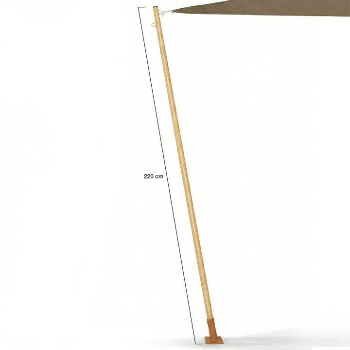 Set di 2 pali di fissaggio per vele ombreggianti effetto legno H.220 cm con pali e basi in acciaio | IdMarket