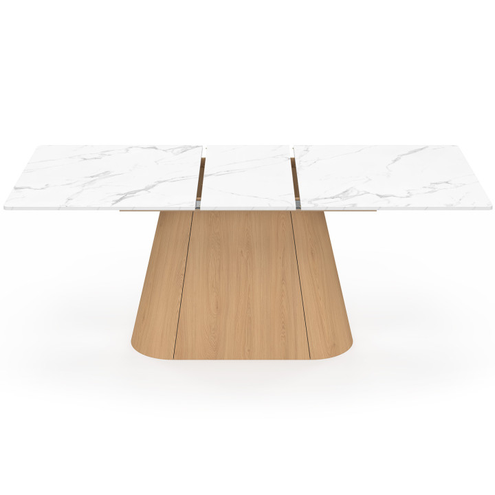 RHONDA tavolo da pranzo rettangolare allungabile 6-10 persone ALASKA piano in marmo bianco e finitura in faggio 160-200 cm