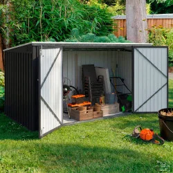 Capanno da giardino in metallo, grigio antracite, chiudibile a chiave, multi spazio per biciclette, attrezzi, bidoni - XXL | IdM