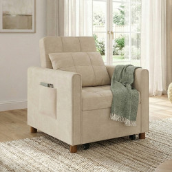Divano letto EMILE 1 posto 69 x 170 cm in ciniglia beige