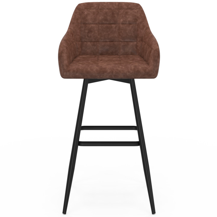 Set di 4 sgabelli da bar vintage marrone con braccioli