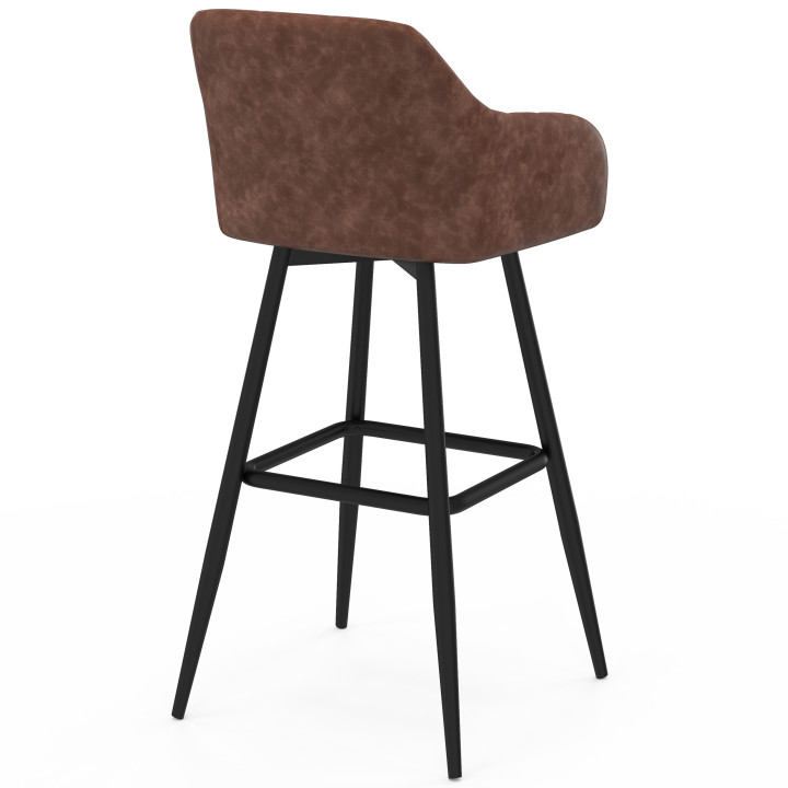 Set di 4 sgabelli da bar vintage marrone con braccioli