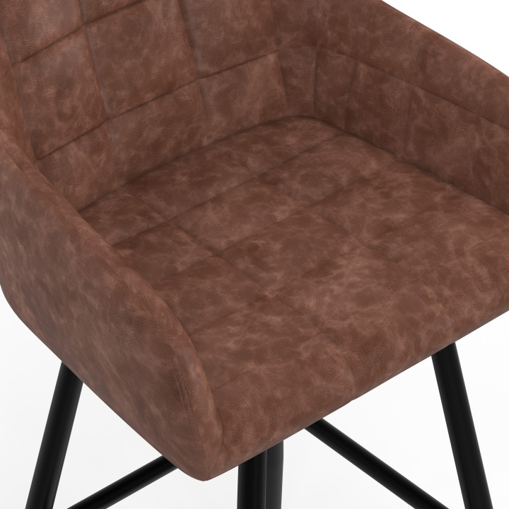 Set di 4 sgabelli da bar vintage marrone con braccioli