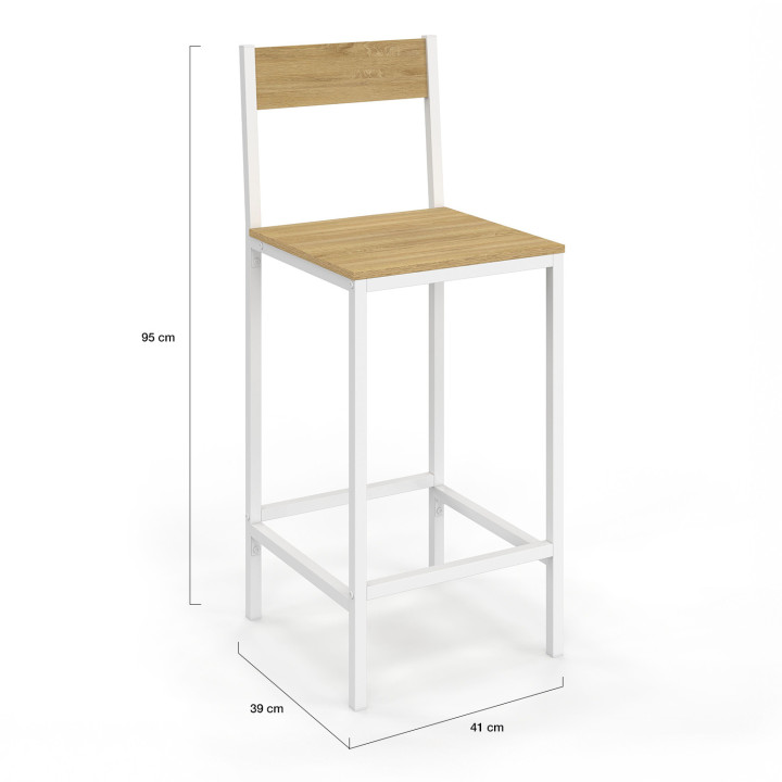 Sgabelli da bar in metallo bianco e legno industriale - DETROIT | ID Market
