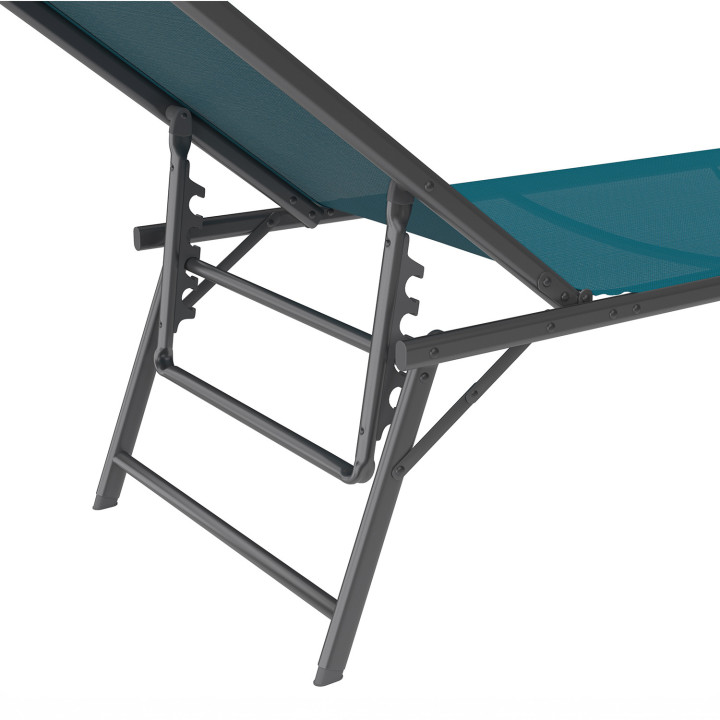 Set di 2 lettini da giardino in acciaio grigio antracite con tessuto blu anatra - KAILUA | ID Market