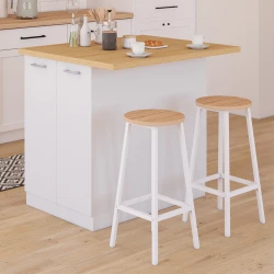 Isola da cucina economica da 100 cm in bianco e finto faggio - IVO | ID Market