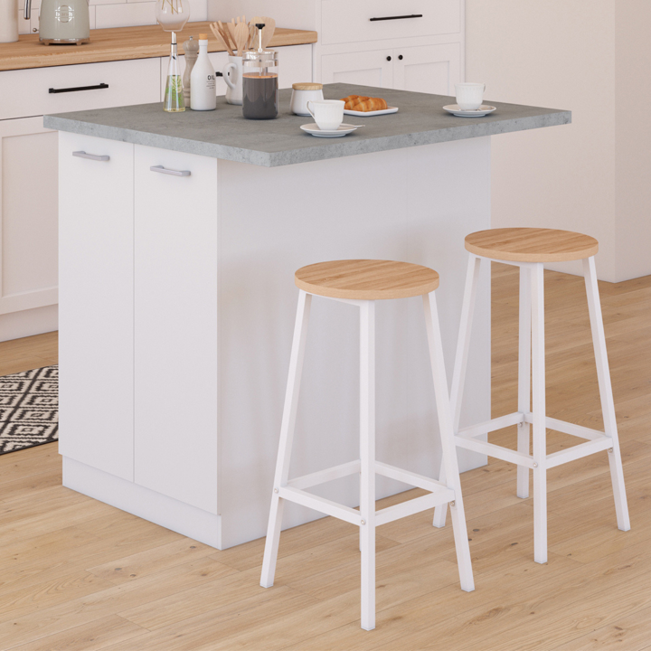 Isola centrale economica per cucina 100 cm bianca e effetto cemento - IVO | ID Market