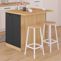 Isola da cucina economica da 100 cm in faggio e nero - IVO | ID Market