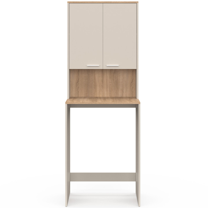 Piano lavatrice WALLIS con armadio in legno beige e faggio