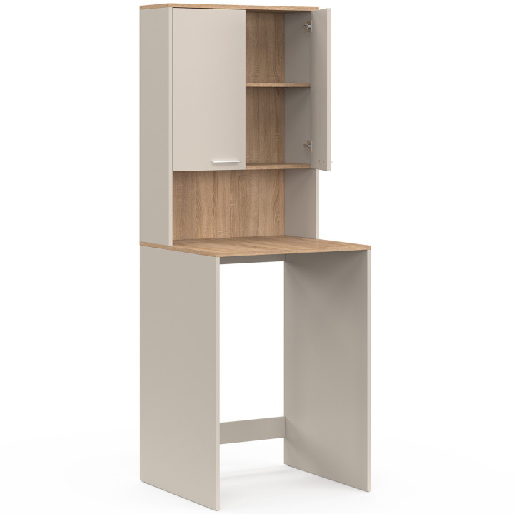 Piano lavatrice WALLIS con armadio in legno beige e faggio
