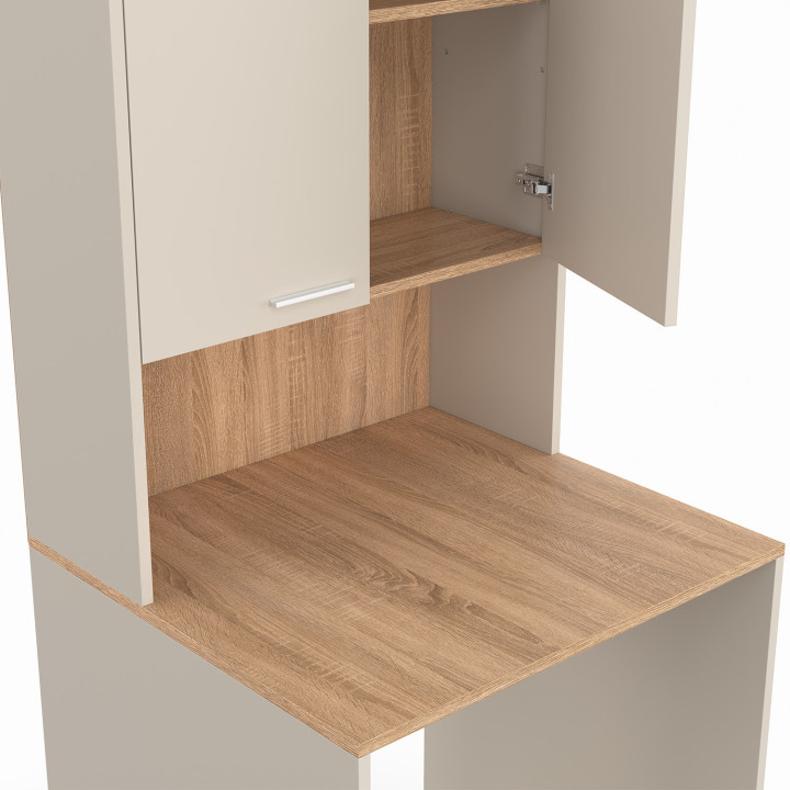 Piano lavatrice WALLIS con armadio in legno beige e faggio