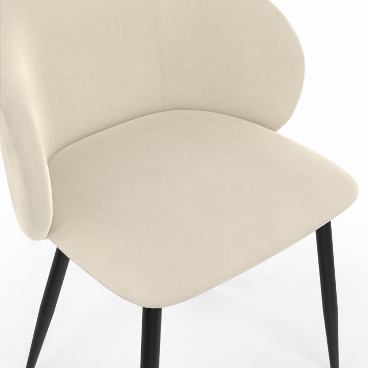 Set di 6 sedie da pranzo KIRA in velluto color crema