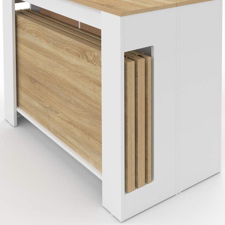 Tavolo buffet allungabile ORLANDO, 14 persone, 285 cm, legno effetto faggio bianco