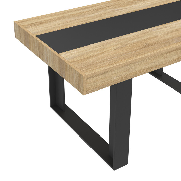 Tavolo da pranzo rettangolare in legno e nero da 160 cm e 6 sedie nere - PHOENIX | IdMarket