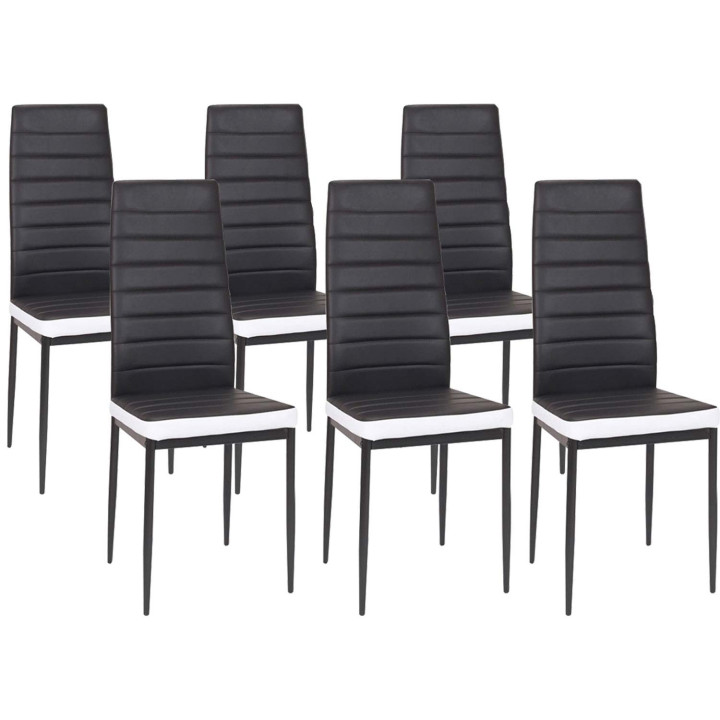 Tavolo da pranzo rettangolare in legno e nero da 160 cm e 6 sedie nere - PHOENIX | IdMarket