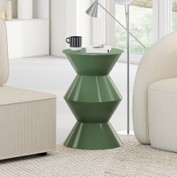 Tavolino rotondo, tavolino da salotto, comodino IRENE 30 cm in metallo verde kaki