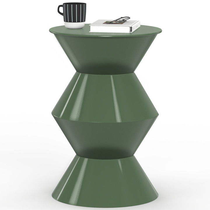 Tavolino rotondo, tavolino da salotto, comodini IRENE 30 cm in metallo verde kaki