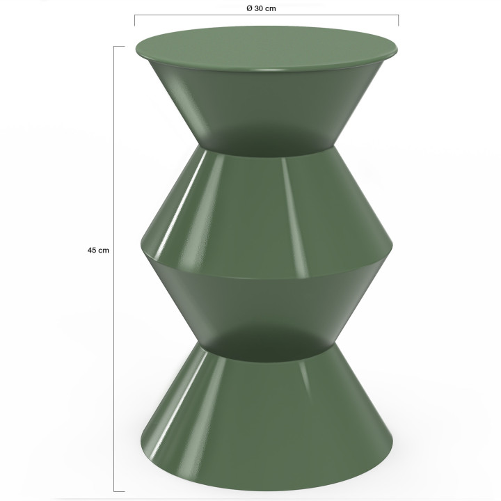 Tavolino rotondo, tavolino da salotto, comodini IRENE 30 cm in metallo verde kaki