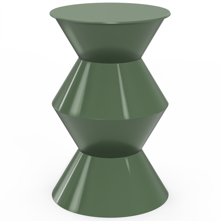 Tavolino rotondo, tavolino da salotto, comodini IRENE 30 cm in metallo verde kaki