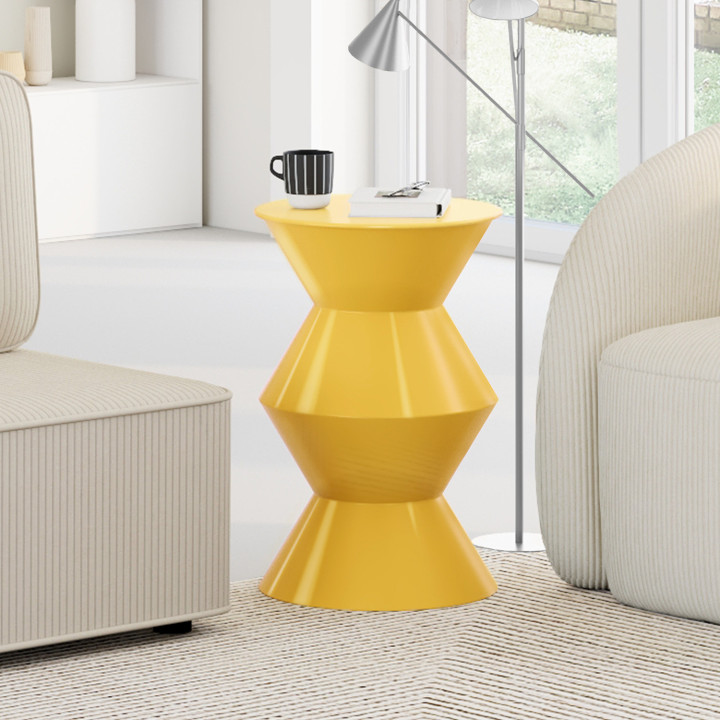 Tavolino rotondo, tavolino da salotto, comodini IRENE 30 cm in metallo giallo scuro