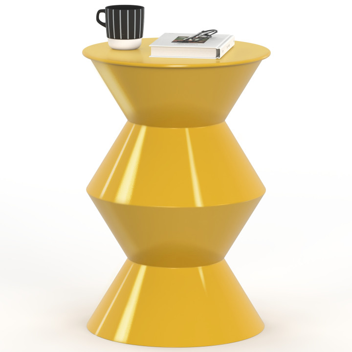 Tavolino rotondo, tavolino da salotto, comodini IRENE 30 cm in metallo giallo scuro