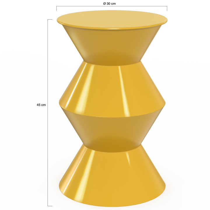 Tavolino rotondo, tavolino da salotto, comodini IRENE 30 cm in metallo giallo scuro