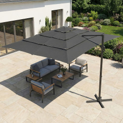 Ombrello a vento multi-pannello grigio inclinabile a 360° 3x4 M con copertura - CALVI | IdMarket